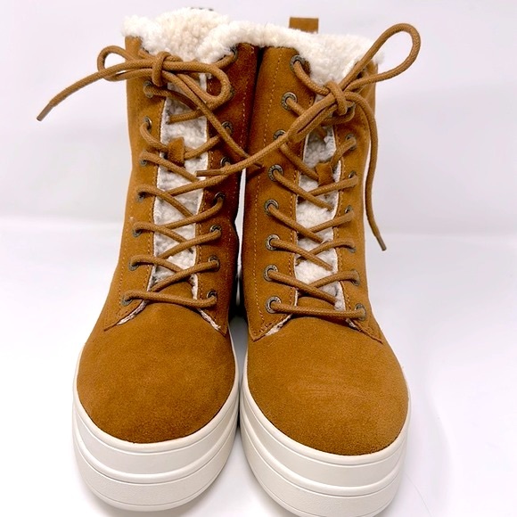 J/SLIDES Torrie Cognac Waterproof Suede Hi Top - Picture 4 of 16